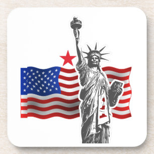 Dessous-de-verre Lady Liberty avec drapeau américain