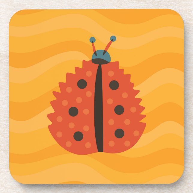 Dessous-de-verre Ladybug En Automne - Orange Jaune Art Géométrique (Devant)