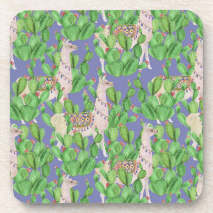 Dessous-de-verre Lama d'aquarelle et motif de Catus
