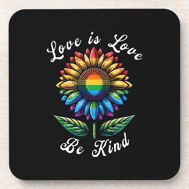Dessous-de-verre L'amour est l'amour Rainbow Sunflower LGBT+ Gay Le (Devant)