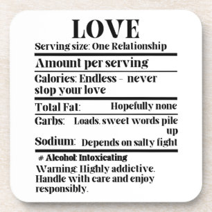 Dessous-de-verre L'amour - Faits nutritionnels.w