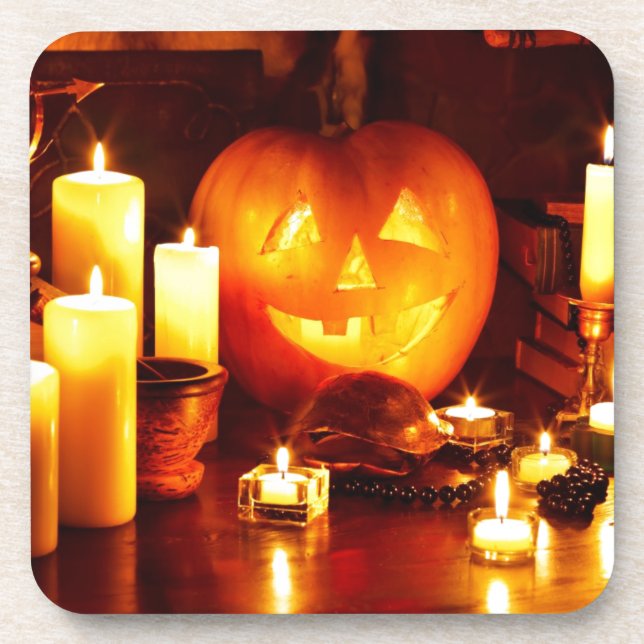 Dessous-de-verre lanterne citrouille d'Halloween (Devant)