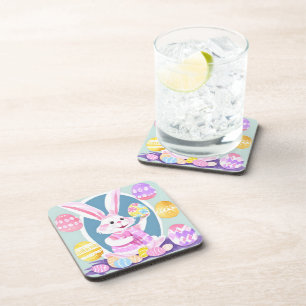 Dessous-de-verre lapin avec oeufs de pâques