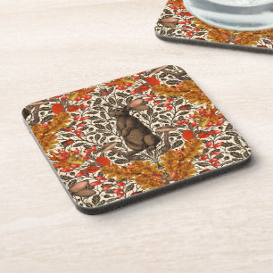 Dessous-de-verre Lapin d'automne sur blanc