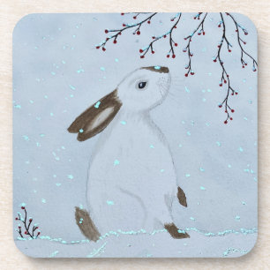 Dessous-de-verre Lapin de l'hiver à l'aquarelle