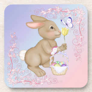 Dessous-de-verre Lapin et panier de Pâques
