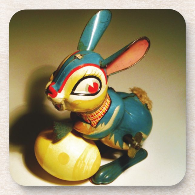 Dessous-de-verre lapin jouet et oeuf jaune pâle (Devant)