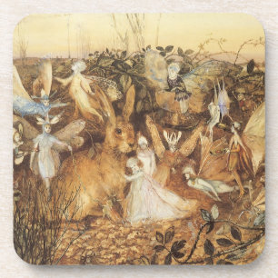 Dessous-de-verre Lapin parmi les fées, Contes de fées vintage