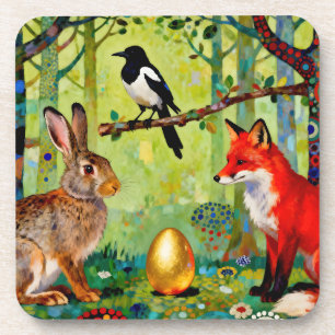 Dessous-de-verre Lapin, Pie, Renard et « Le Secret de la Forêt » 