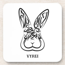 Dessous-de-verre Lapin tribal noir et blanc