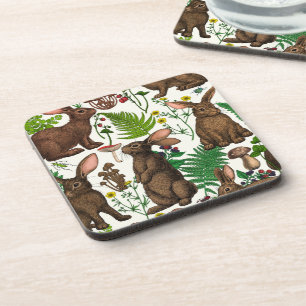 Dessous-de-verre Lapins et flore boisée 4