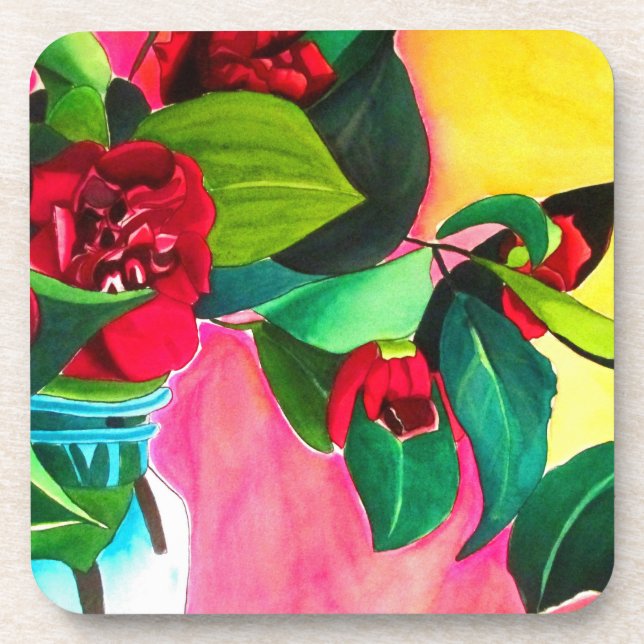 Dessous-de-verre L'art floral des Camellias rouges (Devant)