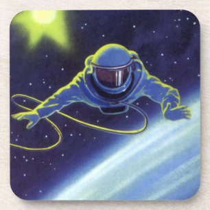 Dessous-de-verre L'astronaute de science-fiction vintage sur une ma