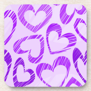 Dessous-de-verre Lavande Joueuse mauve croquis Motif de coeur