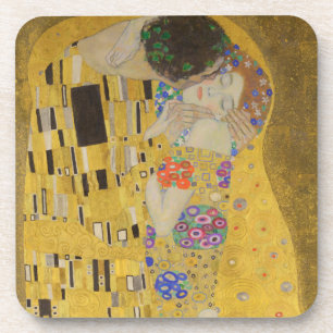 Dessous-de-verre Le Baiser, Peinture à l'huile Art Nouveau, Gustav 