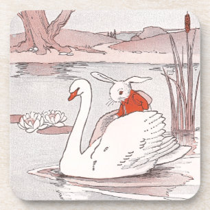 Dessous-de-verre Le cygne serein conduit à lapin un