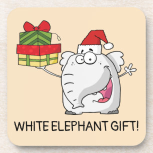 Dessous-de-verre Le dessin de l'éléphant blanc Santa Hat