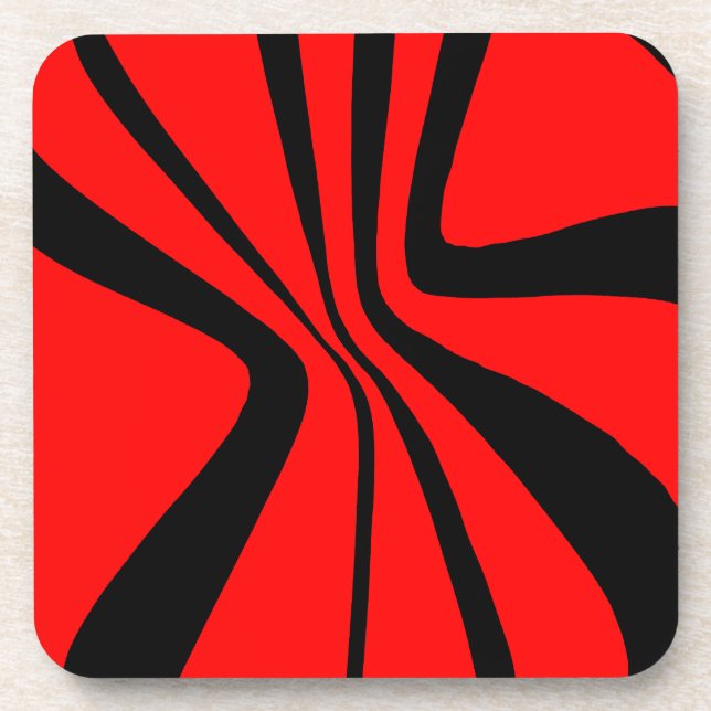 Dessous-de-verre Le noir rouge tourbillonne motif moderne de (Devant)