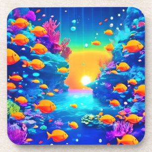 Dessous-de-verre Le paradis sous-marin vibrant trouvé
