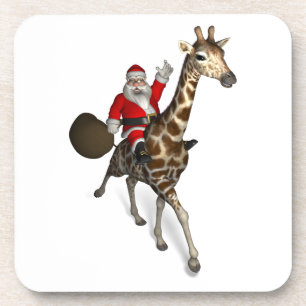 Dessous-de-verre Le Père Noël Monte Une Girafe
