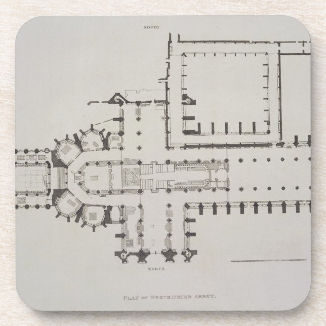 Dessous-de-verre Le plan de l'Abbaye de Westminster, plaquent 1 de (Devant)