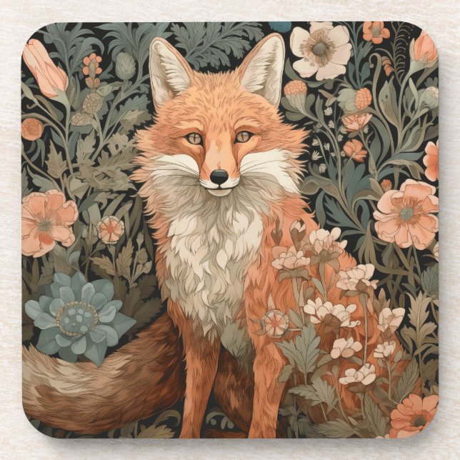 Dessous-de-verre Le renard dans le jardin d'automne (Devant)