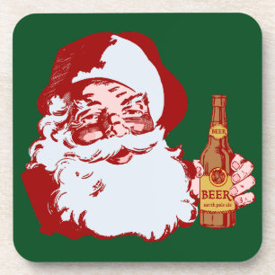 Dessous-de-verre Le rétro père noël avec Noël de bière
