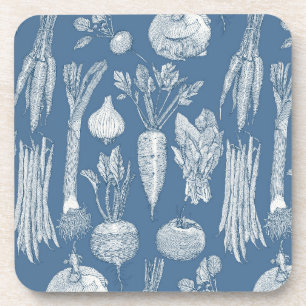 Dessous-de-verre légumes du marché des agriculteurs denim cobalt