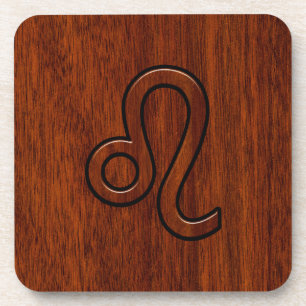Dessous-de-verre Leo Zodiac Connexion style bois acajou Brown