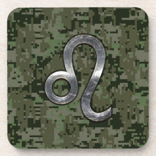 Dessous-de-verre Léo Zodiac Sign on Green Digital Camo