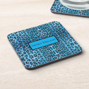Dessous-de-verre Léopard Bleu Faux Brillant Douces Rêves Moderne Ch