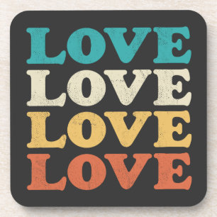 Dessous-de-verre les années 70 Love Retro Distressed Type de répéti