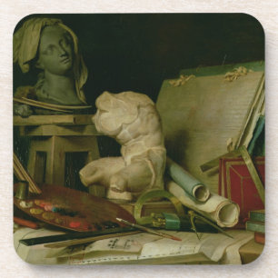 Dessous-de-verre Les attributs des arts, 1769 (huile sur la toile)