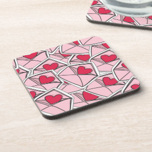 Dessous-de-verre Les coeurs de Valentine sur des enveloppes