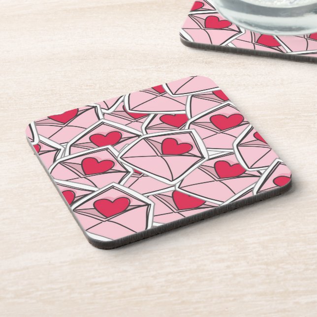 Dessous-de-verre Les coeurs de Valentine sur des enveloppes (Côté gauche)