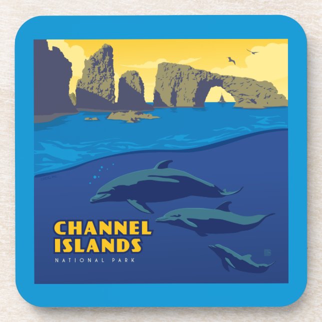 Dessous-de-verre Les dauphins du parc national des îles Channel (Devant)