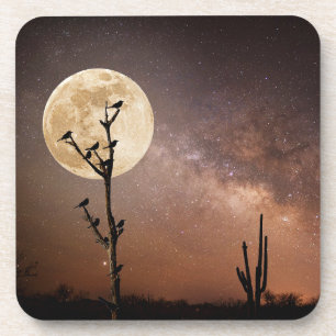 Dessous-de-verre Les déserts   Cactus Saguaro avec oiseaux dans le 