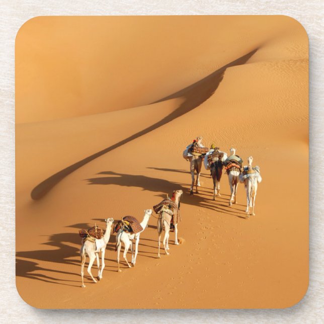 Dessous-de-verre Les déserts | Marche touareg avec chameaux (Devant)
