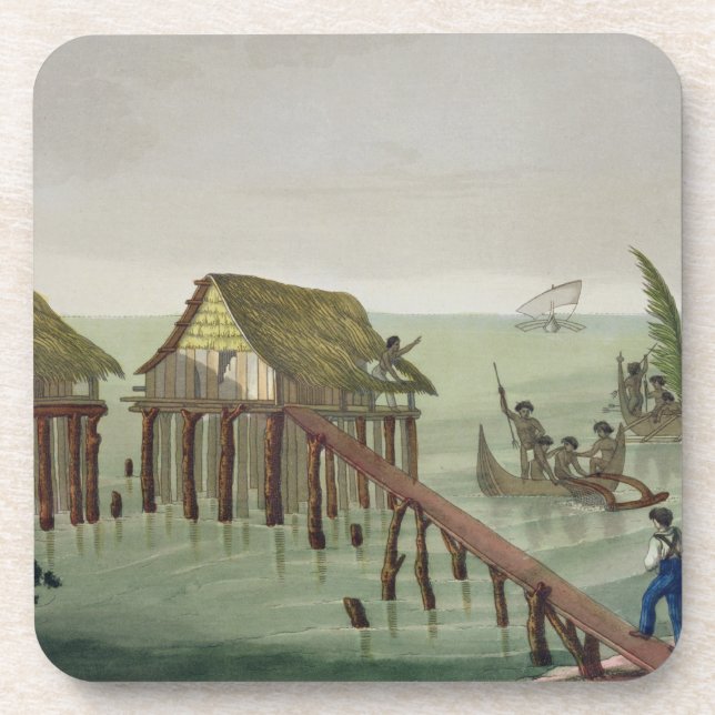 Dessous-de-verre Les habitations de la tribu de Papu, Rawak, (Devant)