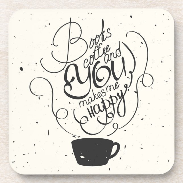 Dessous-de-verre Les livres café et vous me rend heureux (Devant)