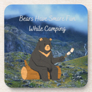 Dessous-de-verre Les ours s'amusent plus en Camping sur un