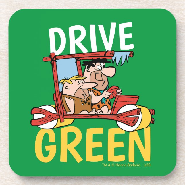 Dessous-de-verre Les Pierrafeu | Fred & Barney - Drive Green (Devant)