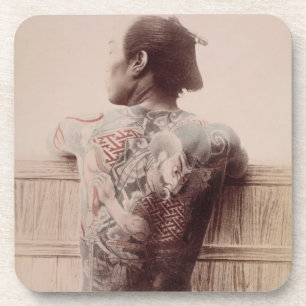 Dessous-de-verre Les tatouages du jeune marié japonais, c.1880