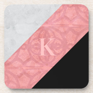 Dessous-de-verre LETTRE Batik Rose Ruddy ET Aquarelle Grise