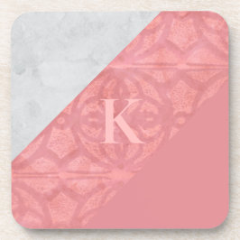 Dessous-de-verre LETTRE Batik Rose Ruddy ET Aquarelle Grise