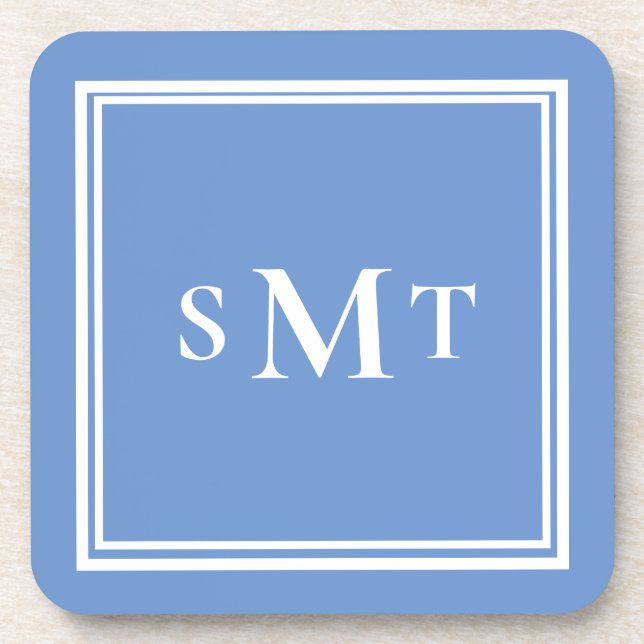 Dessous-de-verre LETTRE BLEUE ET BLANCHE TROIS LETTRE MONogramme (Devant)