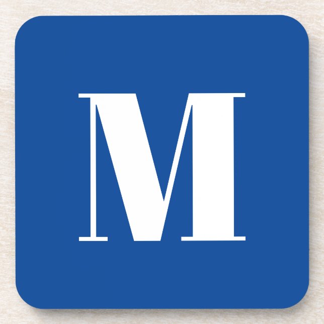 Dessous-de-verre LETTRE INITIALE Bleu Profond Monogramme Moderne De (Devant)