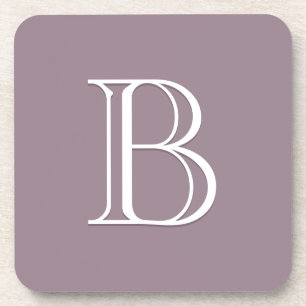 Dessous-de-verre Lettre initiale de monogramme élégant violet et bl
