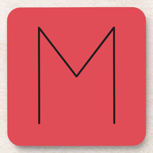 Dessous-de-verre Lettre initiale Monogramme moderne minimaliste rou (Devant)