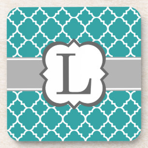 Dessous-de-verre LETTRE MONOGRAPHIQUE BLEUE Turquoise L QUATREFIL